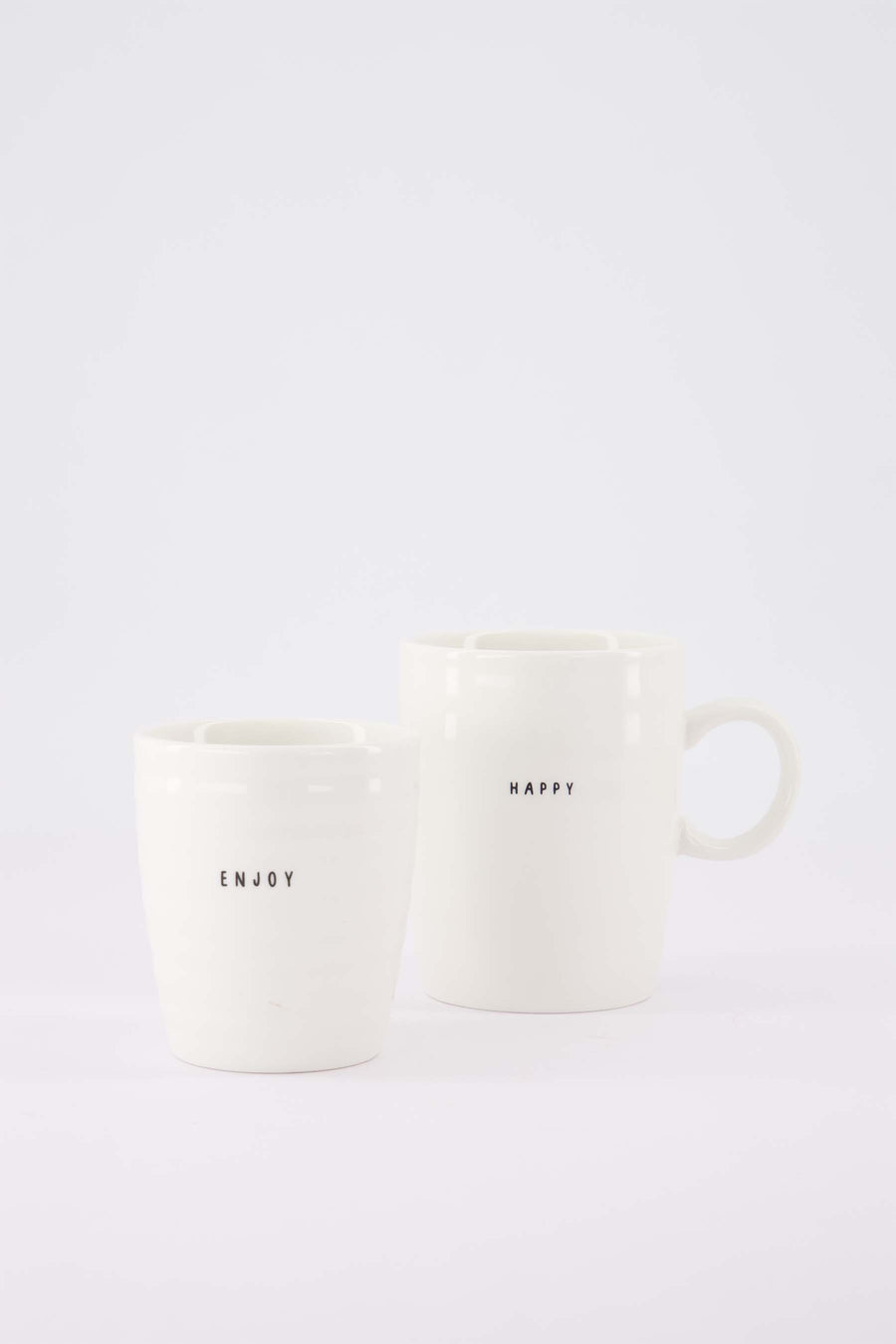 set van 2 mokken Happy & Enjoy - Theemok en koffiemok - Wit - 350ml