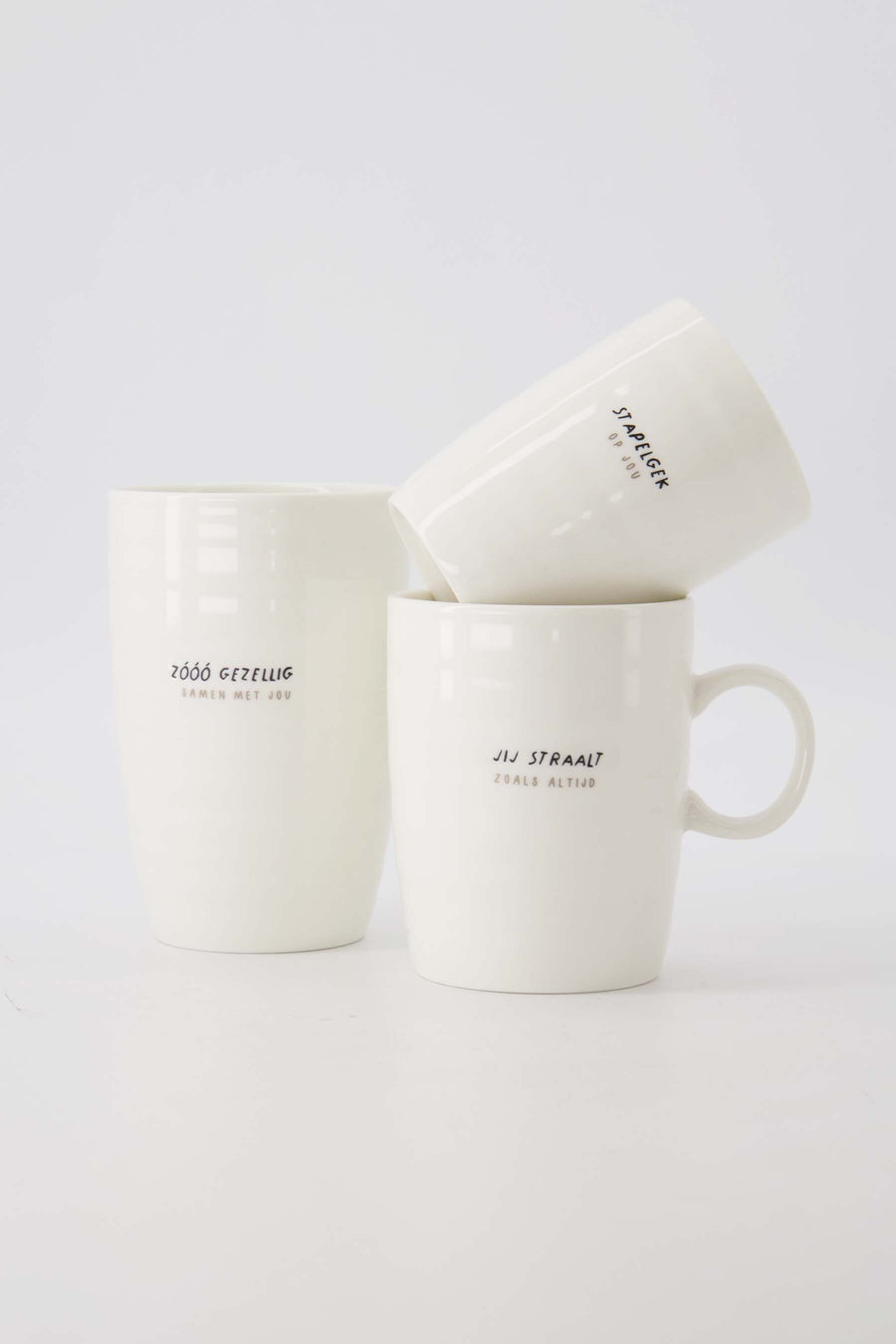 Set van 3 mokken wit/zwart