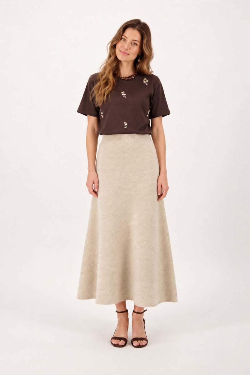 lange gebreide rok | beige