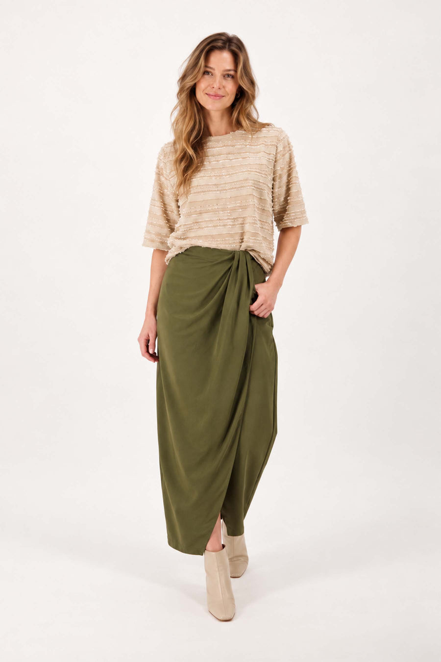 wikkel rok met plooi | moss green