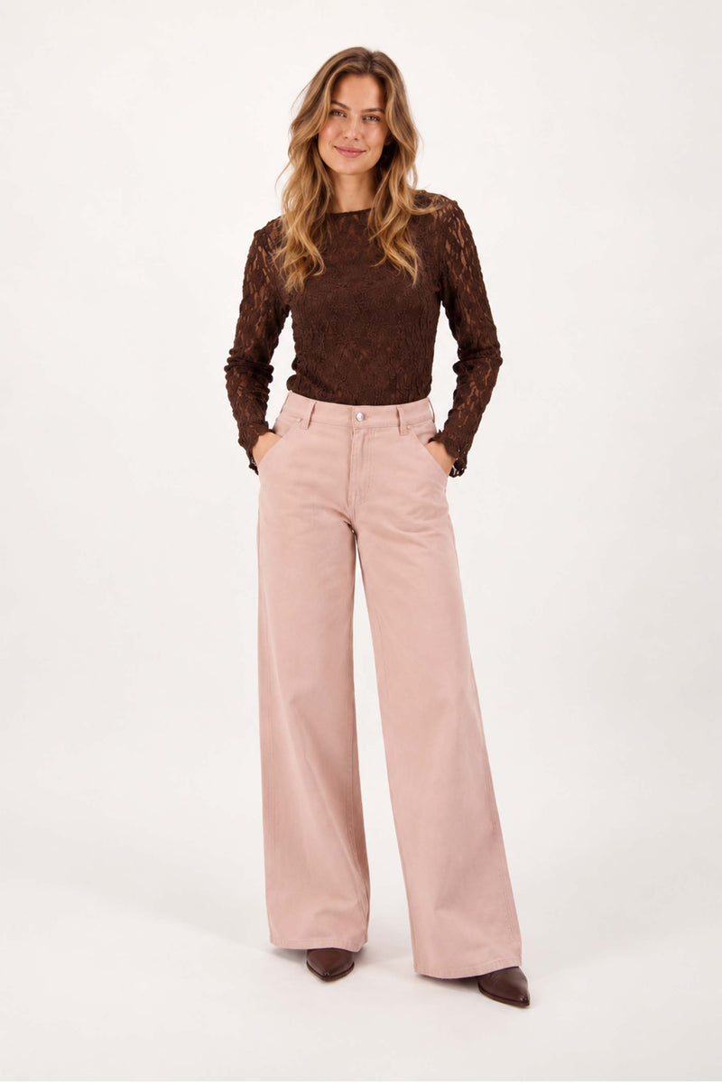 wide-leg jeans, colored | light pink