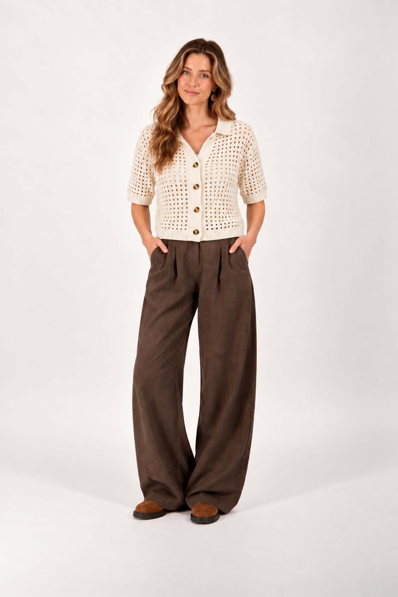 cardigan with polo collar in ajour | kit