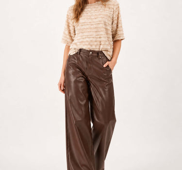 faux glans leren wideleg | mid brown