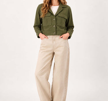 kort jasje met zakken | moss green