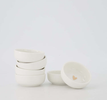 set of 6 gold heart dip bowls