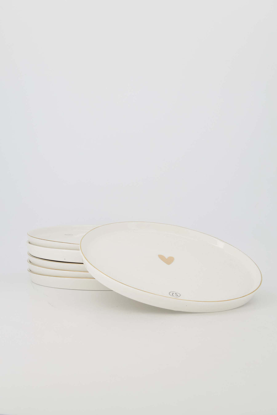 Set - dinerbord hartje wit/goud