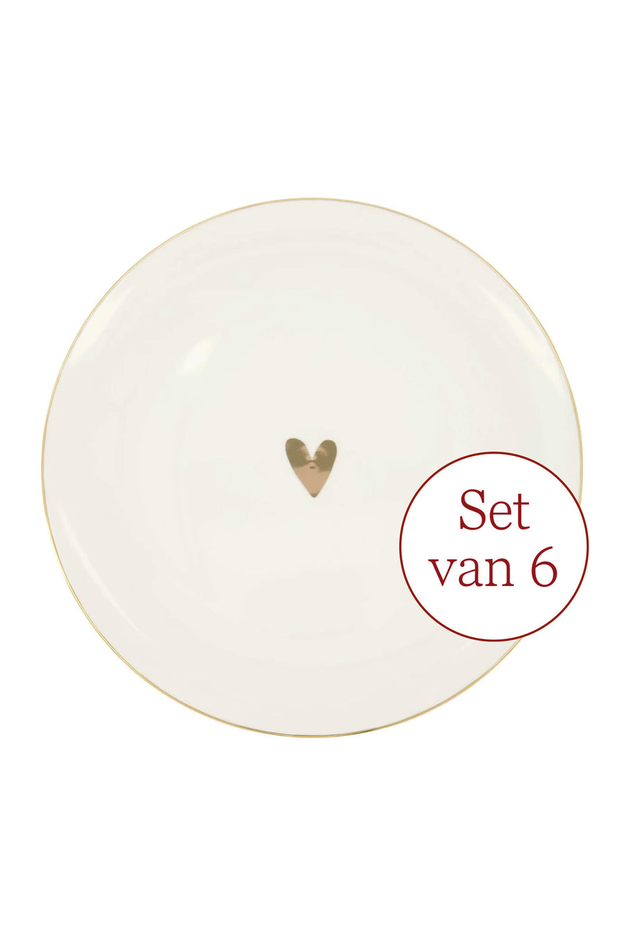 Set - dinerbord hartje wit/goud