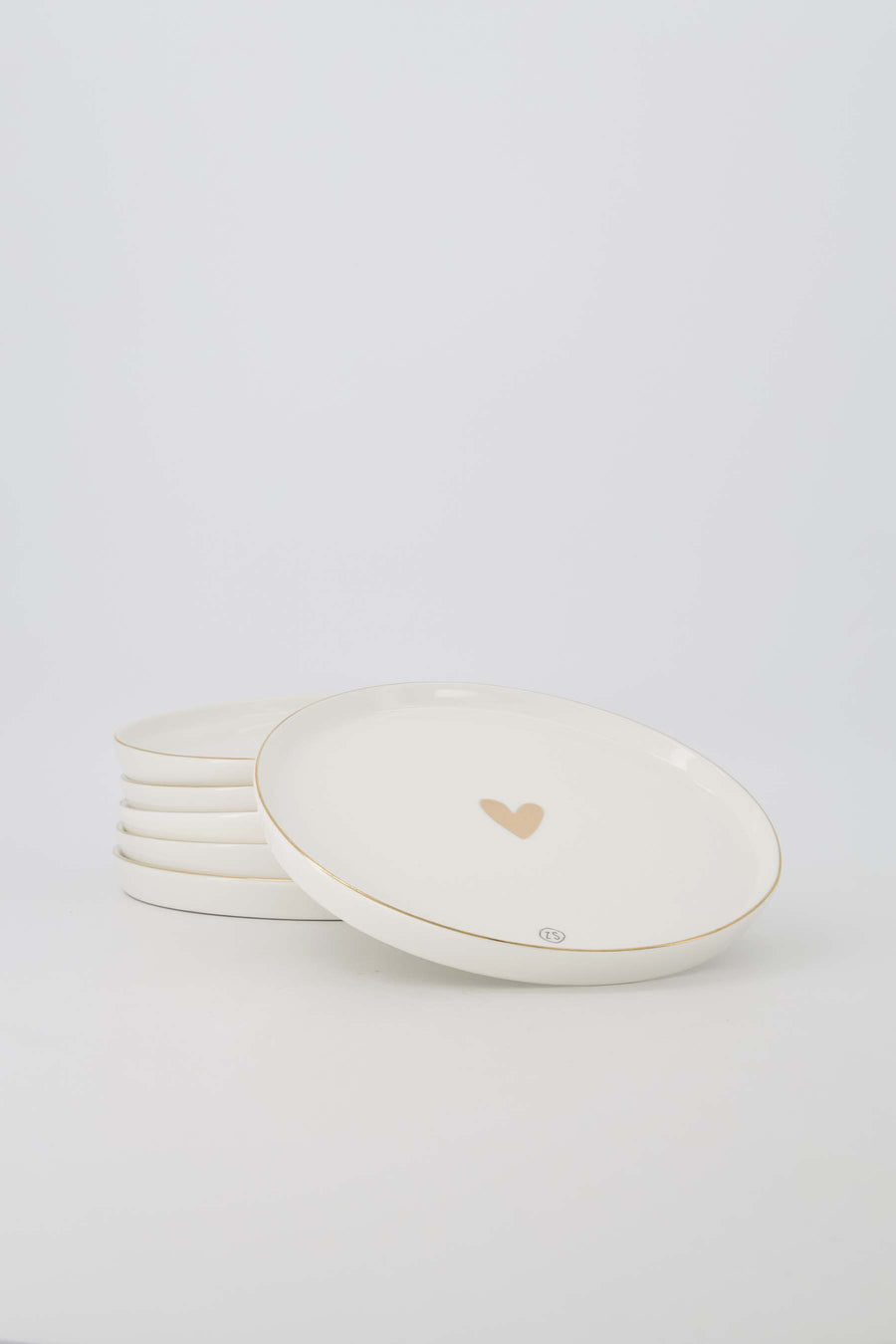 Set - ontbijtbord hartje wit/goud