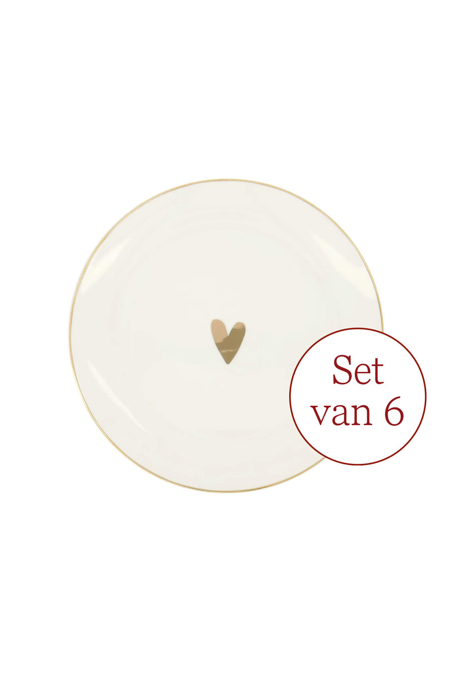 Set - ontbijtbord hartje wit/goud
