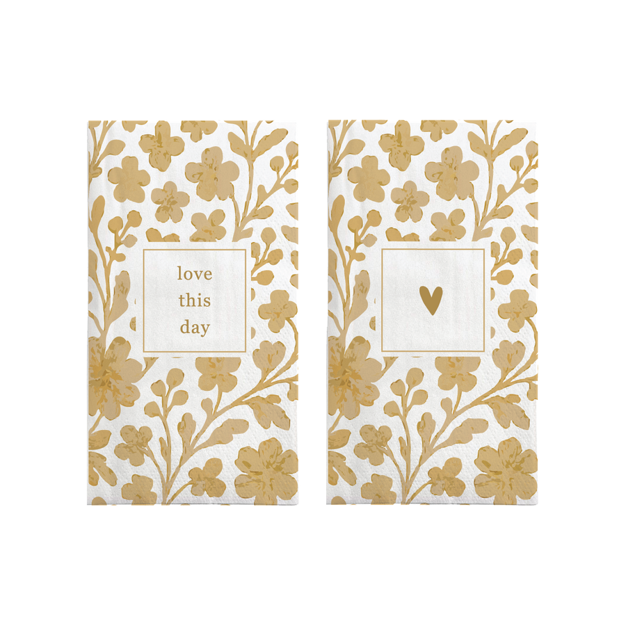 servetten rechthoek hartje love this day | white / gold