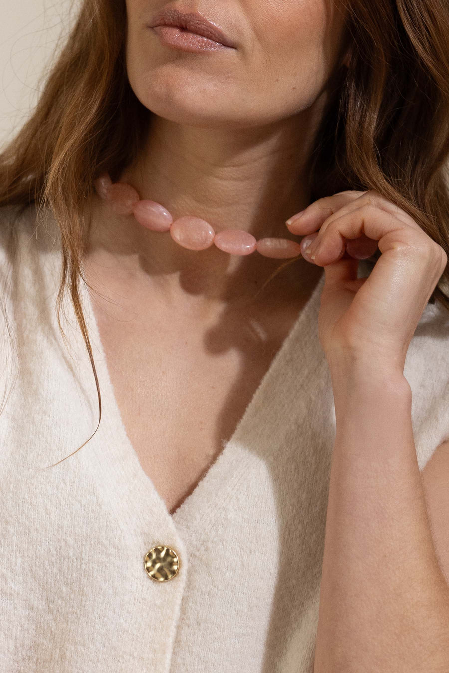 ketting van platte kralen | crispy pink