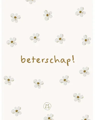 Wenskaart Beterschap | wit / oker