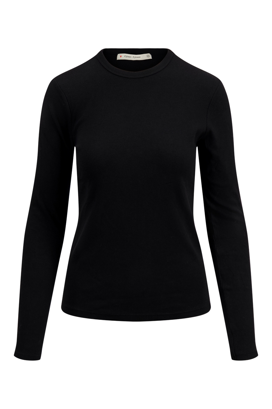 basic rib ronde hals top met stretch | zwart