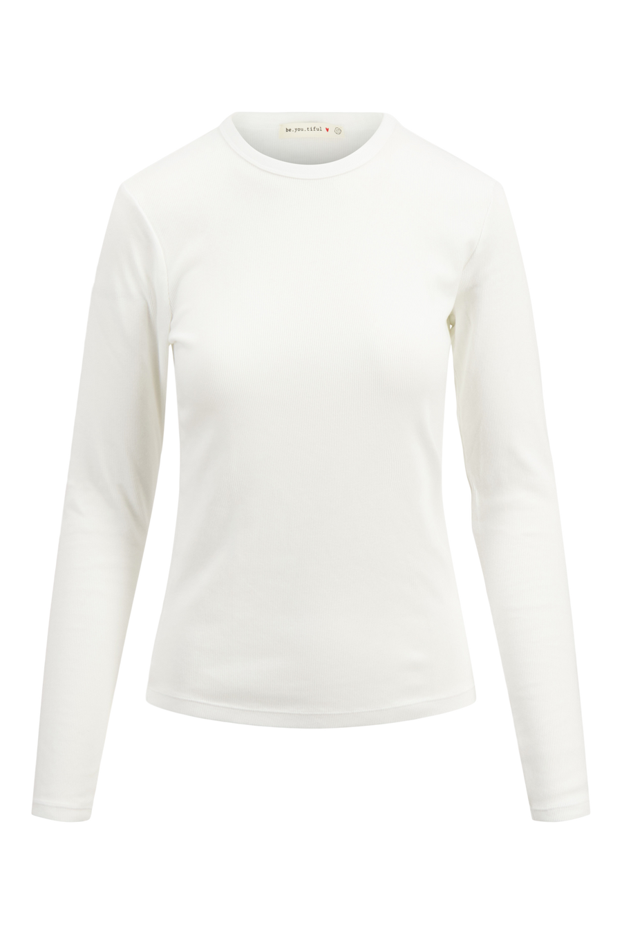 basic rib ronde hals top met stretch | off white