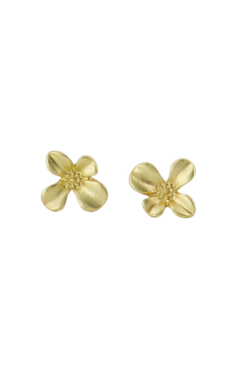 bloem studs oorbellen | goud