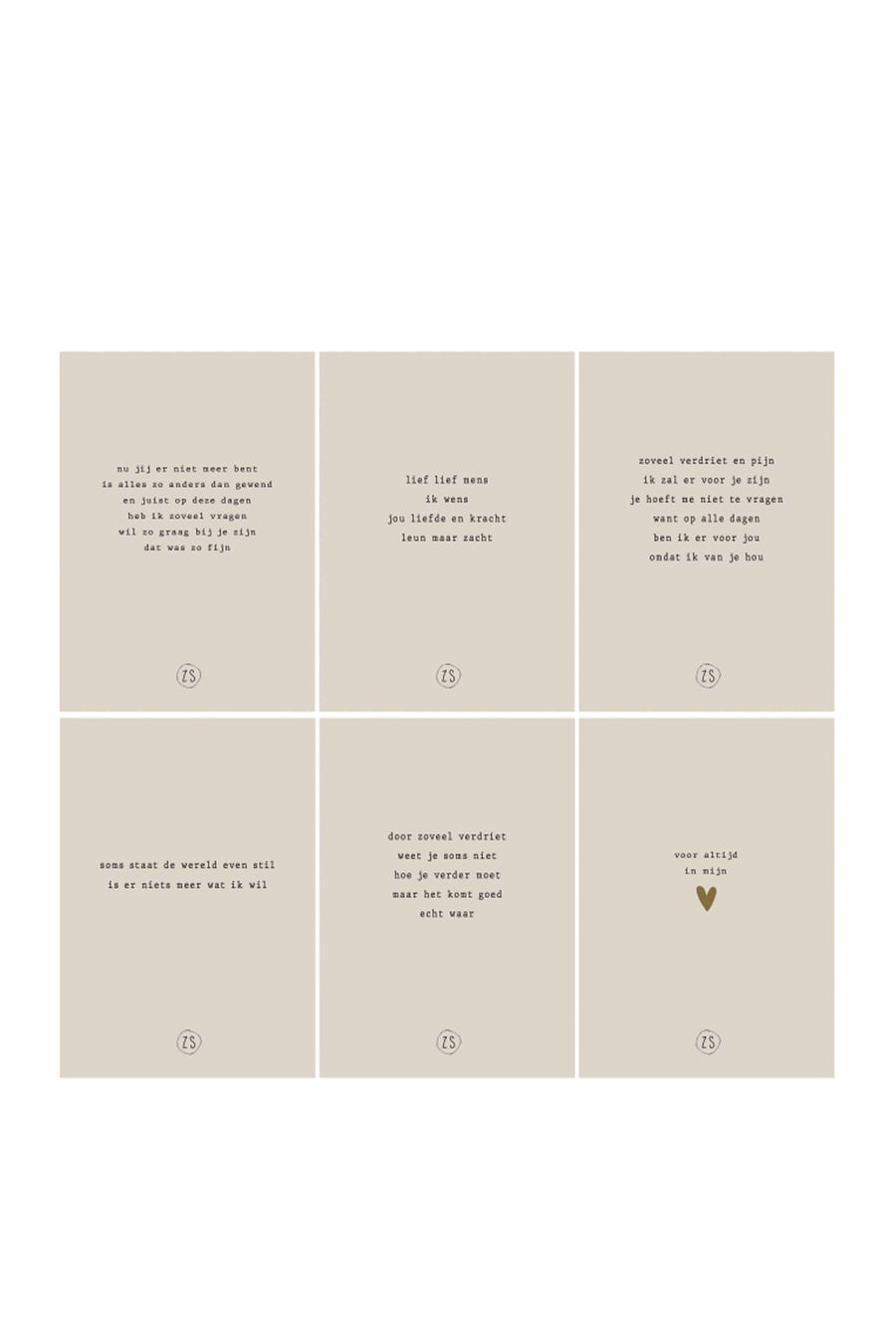 Set of 6 poetry collections, white/ochre