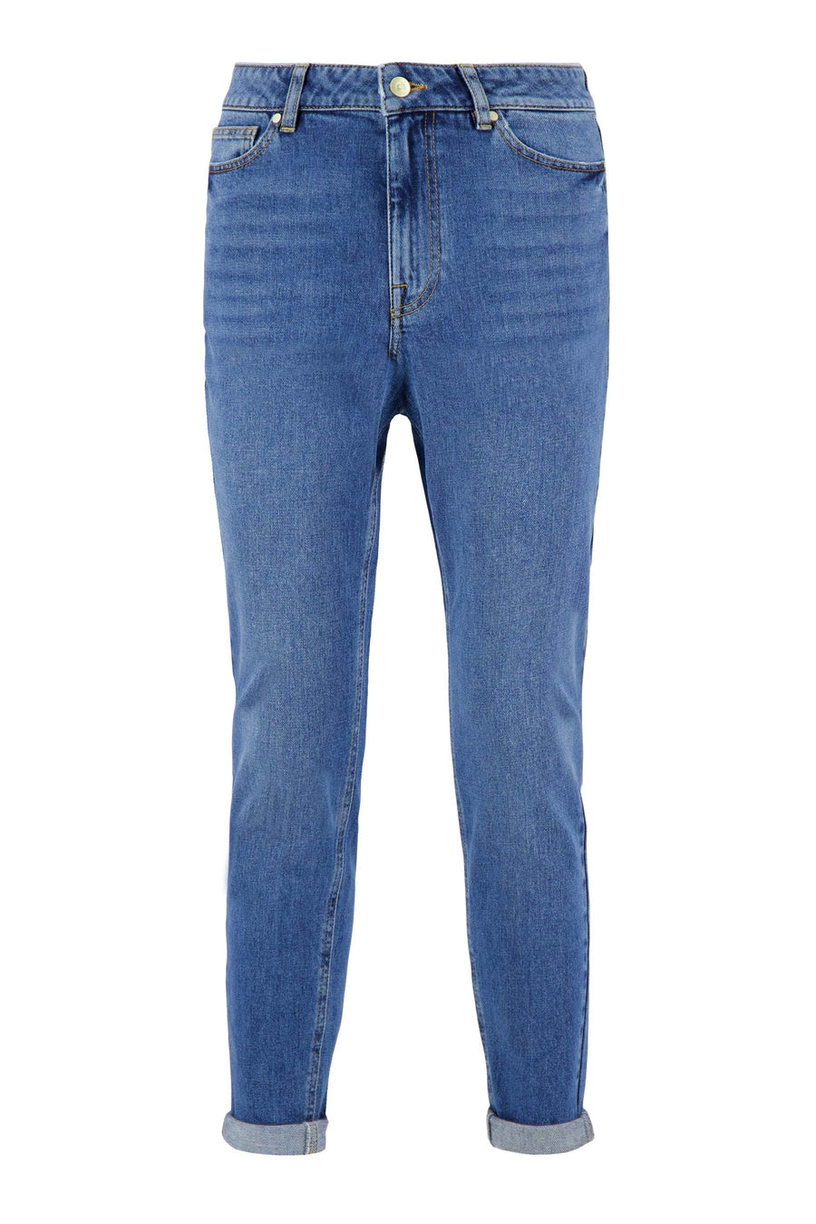 high waist jeans | middenblauw