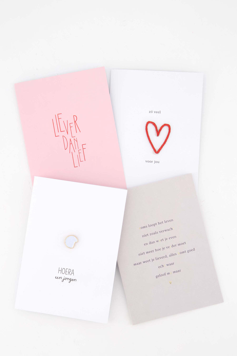 Set van 4 lieve wenskaarten