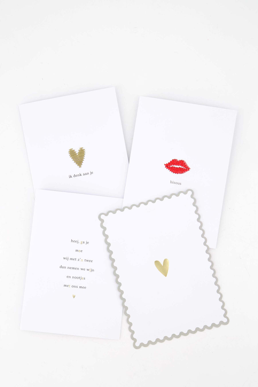 Set van 4 wenskaarten 'dikke kus'