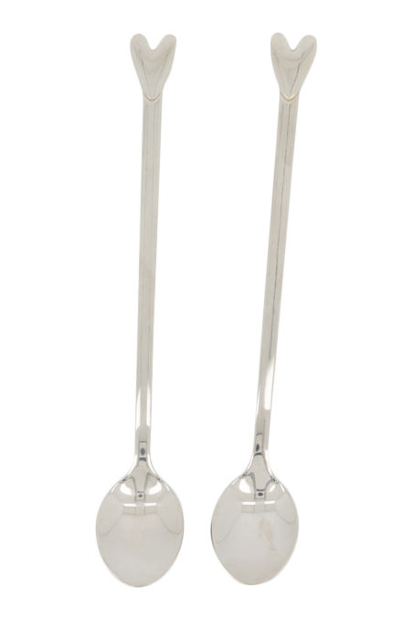 set van 2 lange lepels hartje | silver