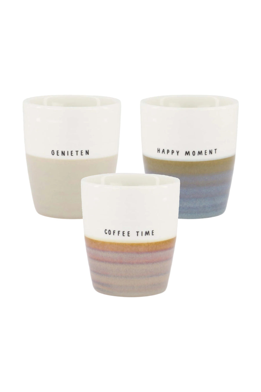 Set - Koffiemokken Genieten, Happy Moment & Coffee Time
