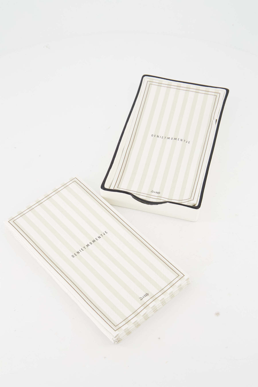 Cadeauset - Servetten en servethouder Genietmomentje