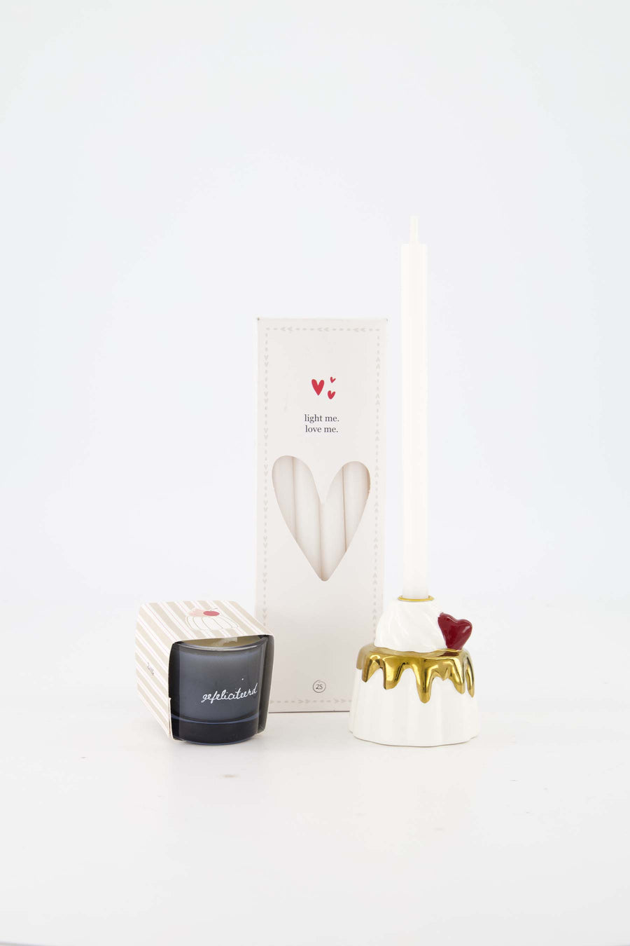 Cadeauset - geurkaarsje met kaarsjes en kandelaartje