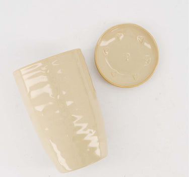 Gift Set: L-Size Mug and Heart-Shaped Sand Dish by Zusss, Sand-Colored Ceramic