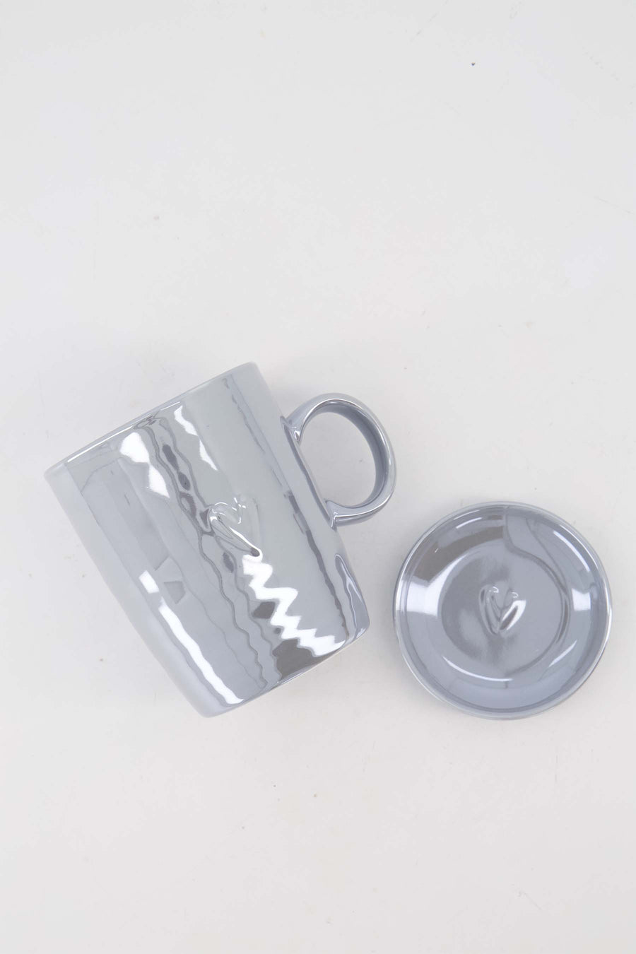 Cadeauset - theemok en dipschaaltje grijsblauw