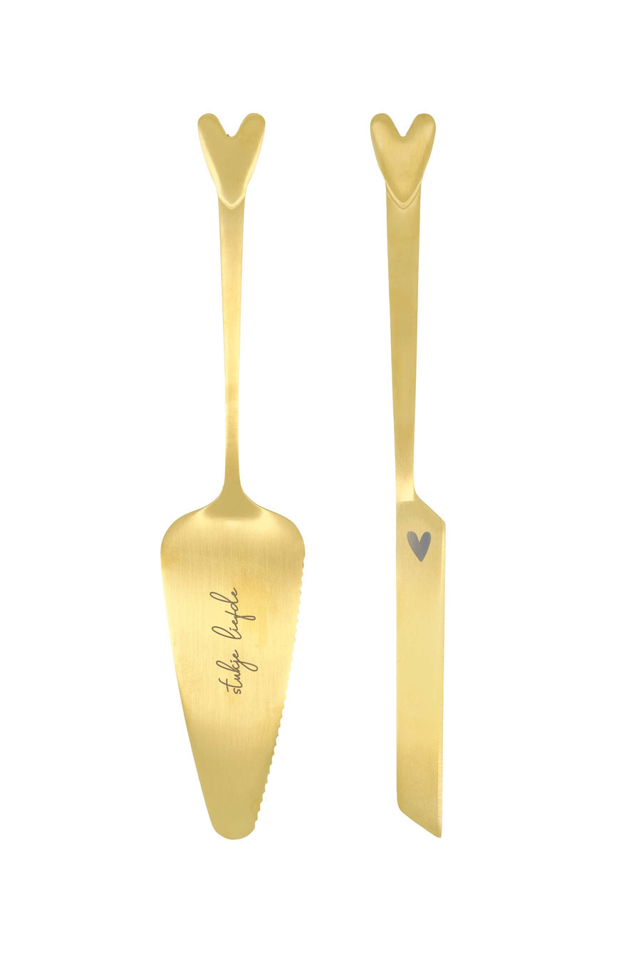 cake server and cake knife heart | gold