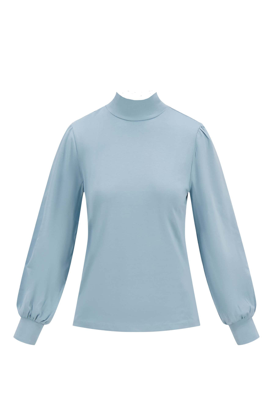 top met lange mouwen en col | vergrijsd blauw