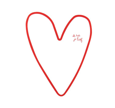 wenskaart hart ik heb je lief | white / red