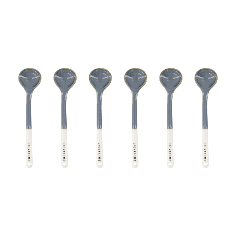 lepeltjes keramiek lieveling set van 6 - wit/blauw