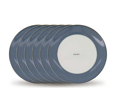 ontbijtbordjes enjoy set van 6 - wit/blauw