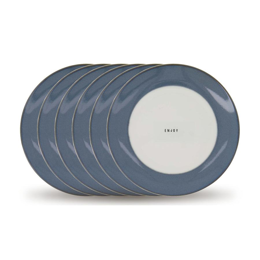 ontbijtbordjes enjoy set van 6 - wit/blauw