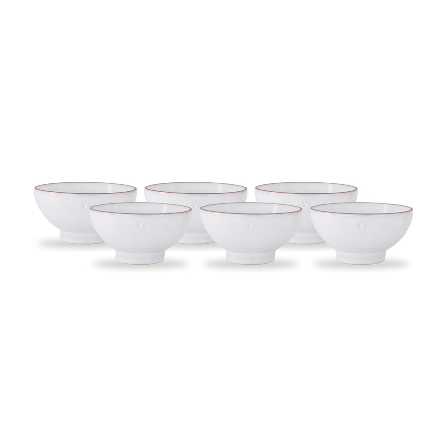 kommen terracotta hartje set van 6 - wit