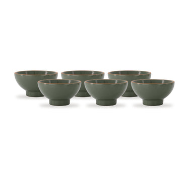 kommen terracotta hartje set van 6 - donkergroen