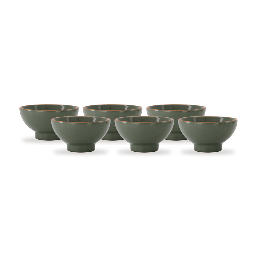kommen terracotta hartje set van 6 - donkergroen