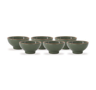 schaaltjes terracotta hartje set van 6 - donkergroen