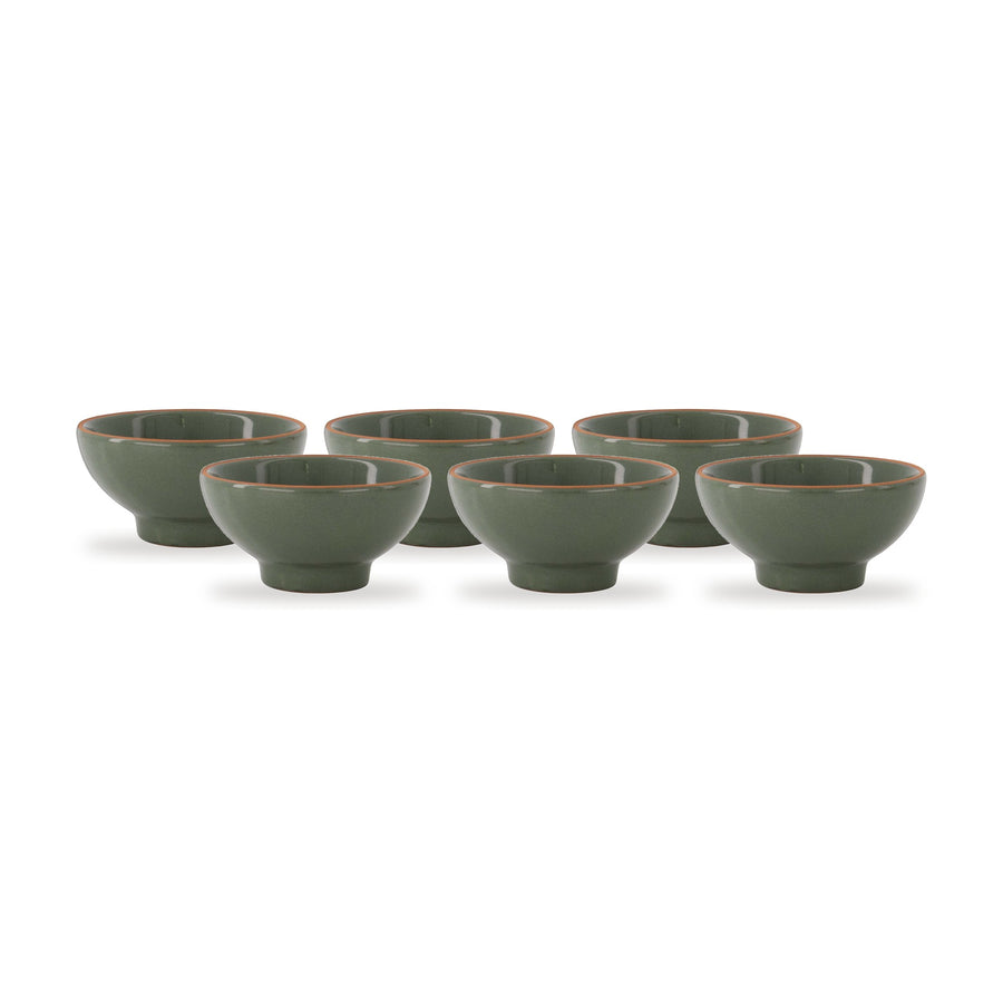 schaaltjes terracotta hartje set van 6 - donkergroen