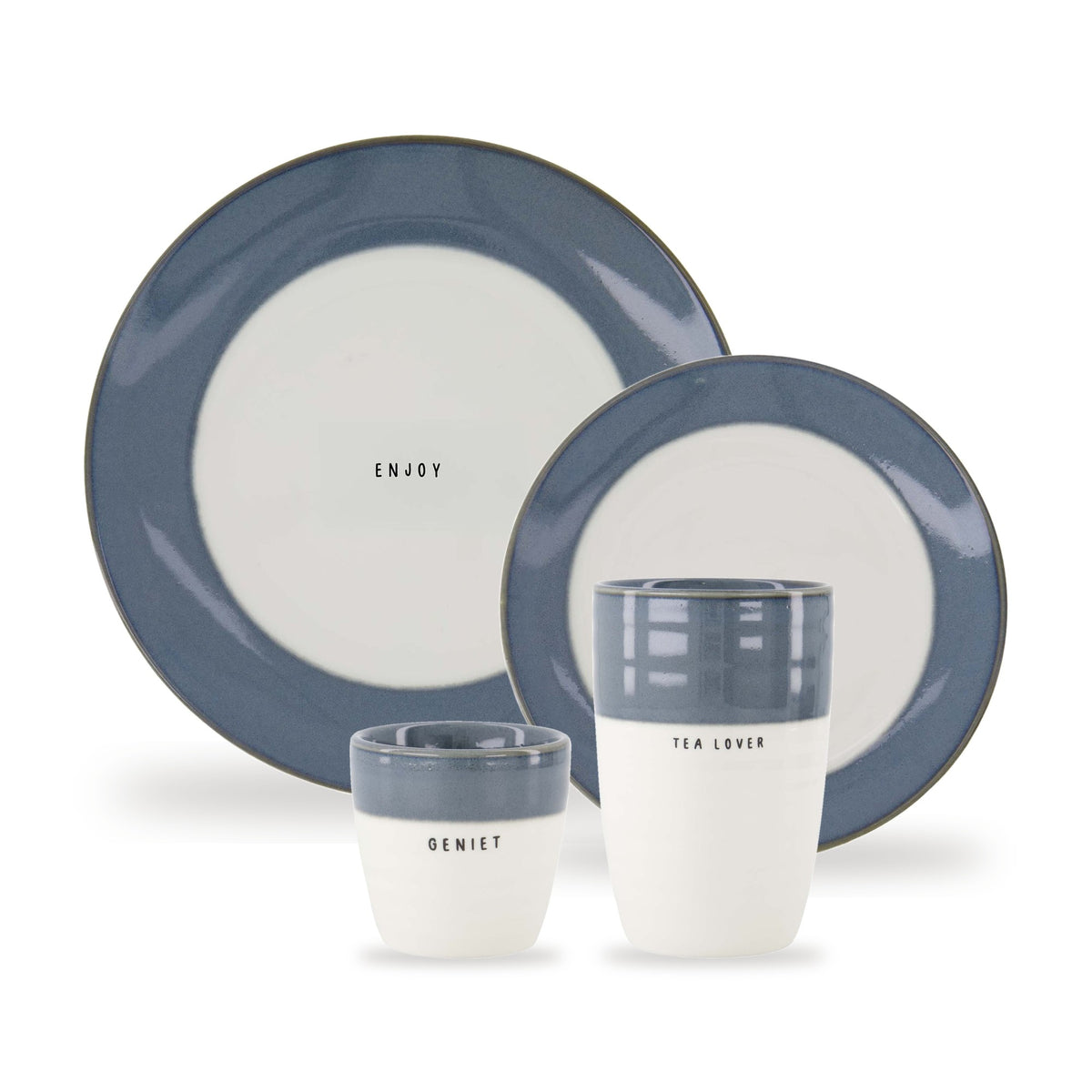 Serviesset 4-delig Wit Blauw