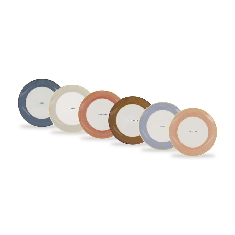 ontbijtbordjes mix set van 6 - multicolor