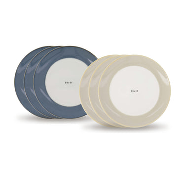 ontbijtbordjes enjoy set van 6 - wit/blauw/zand