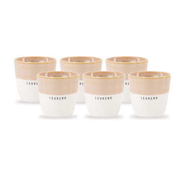 espressomokken leukerd set van 6 - wit/roze