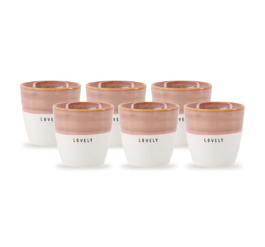 espressomokken lovely set van 6 - wit/donkerroze